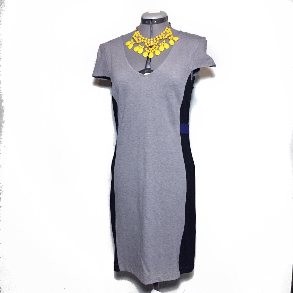 NEW French Connection Gray Black Color Block Dress